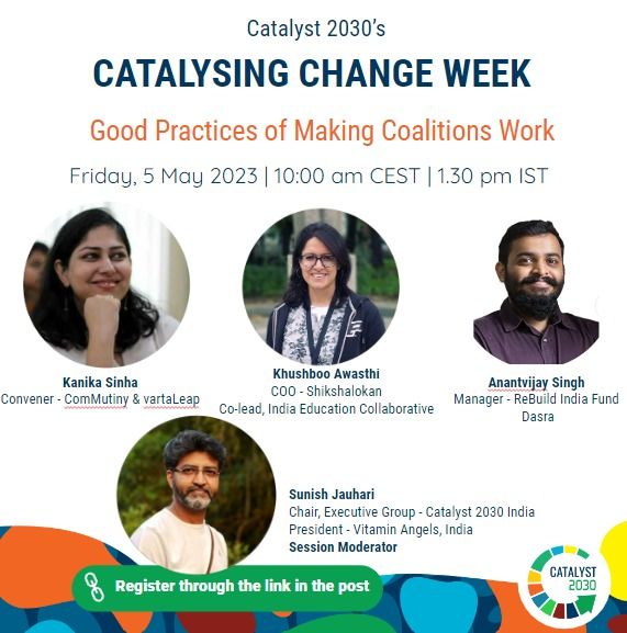 This #CatalystChangeWeek, Khushboo Awasthi, our COO, will join the panel, sharing her experience as a co-orchestrator &amp; co-designer of #PunjabEducationCollective and various other collaborative initiatives and programs we have undertaken with different actors in the ecosystem.