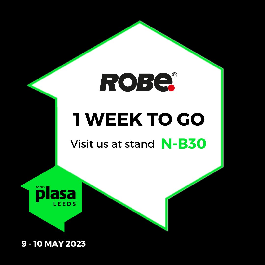Doors open in a week's time at #PLASALeeds 2023 …
Join us on Stand N-B30! 

There's still time to register for the event with our FREE, exclusive link: register.visitcloud.com/survey/20yl1kq…...

#RobeLighting #RobeUK #RobeOnTheRoad #RobeInnovations #RobeTech #EntertainmentTechnology