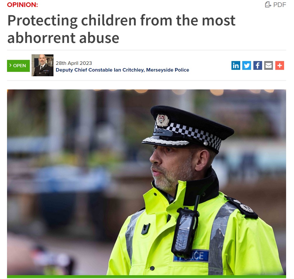 PolicingInsight's tweet photo. As he approaches his retirement, @MerseyPolice DCC @iancritchley2 @PoliceChiefs lead for child protection, reflects on 30 years spent in policing, and in particular the work he has done to combat child abuse in all forms.
https://t.co/KwPyKq1qSJ https://t.co/R5UsF05Ua4