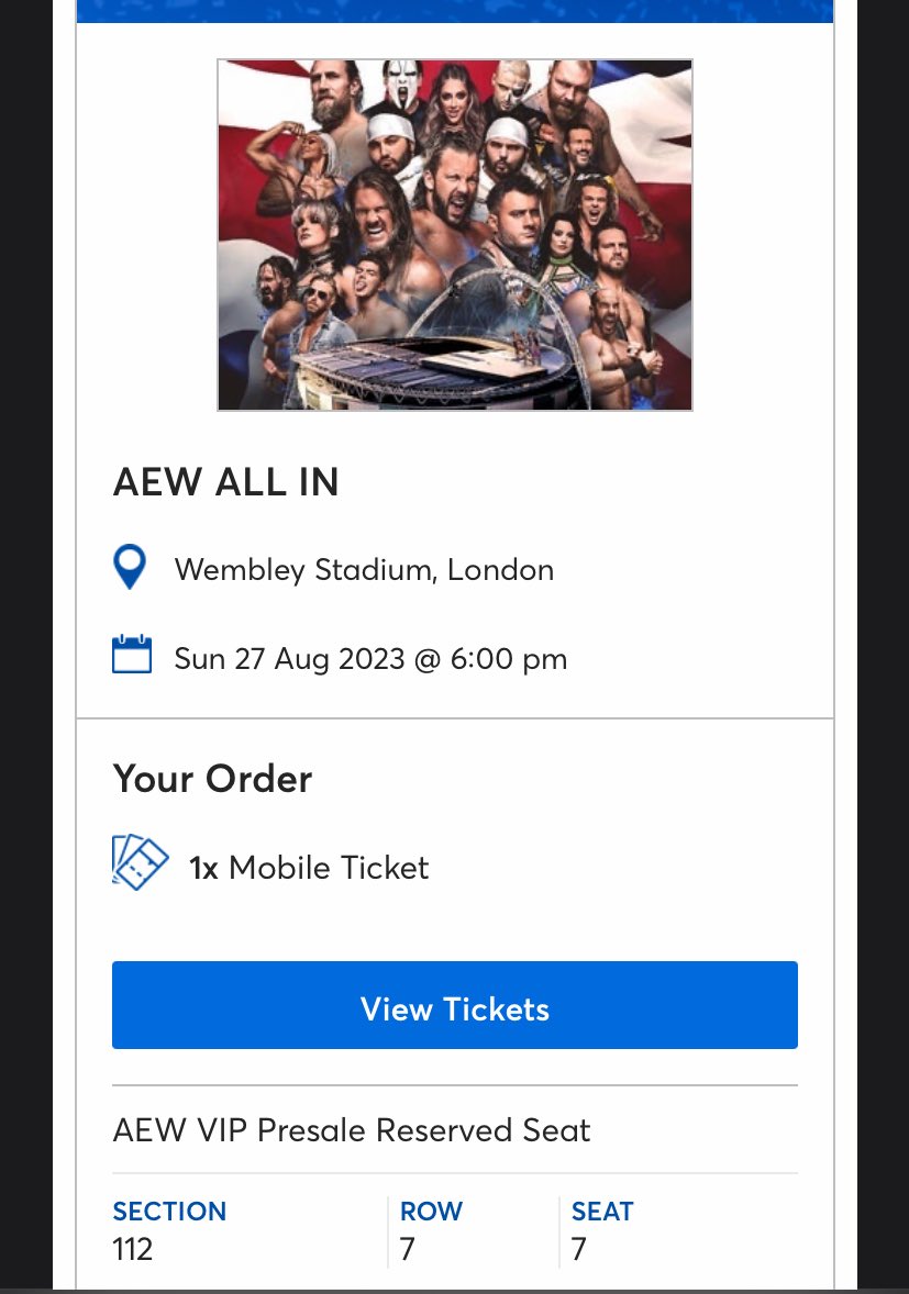 Holmanbrown98's tweet photo. @AEW @wembleystadium @ShopAEW Let’s goooooo! https://t.co/rEanDulztV
