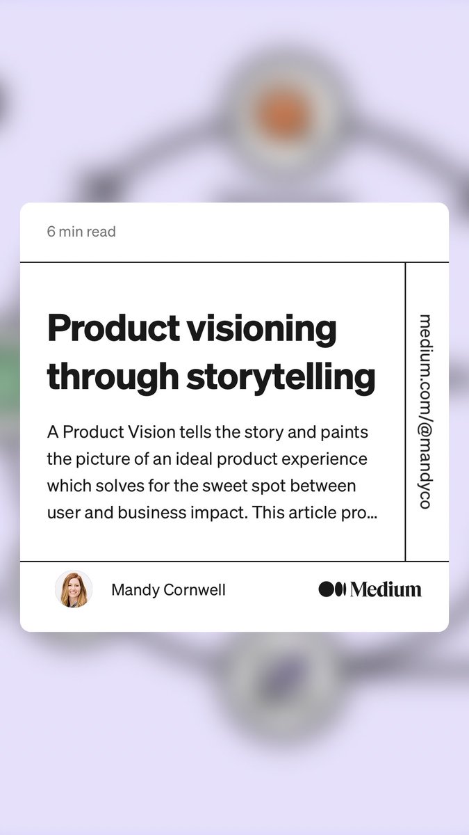 “Product visioning through storytelling” by Mandy Cornwell
link.medium.com/CKX6ATY7szb