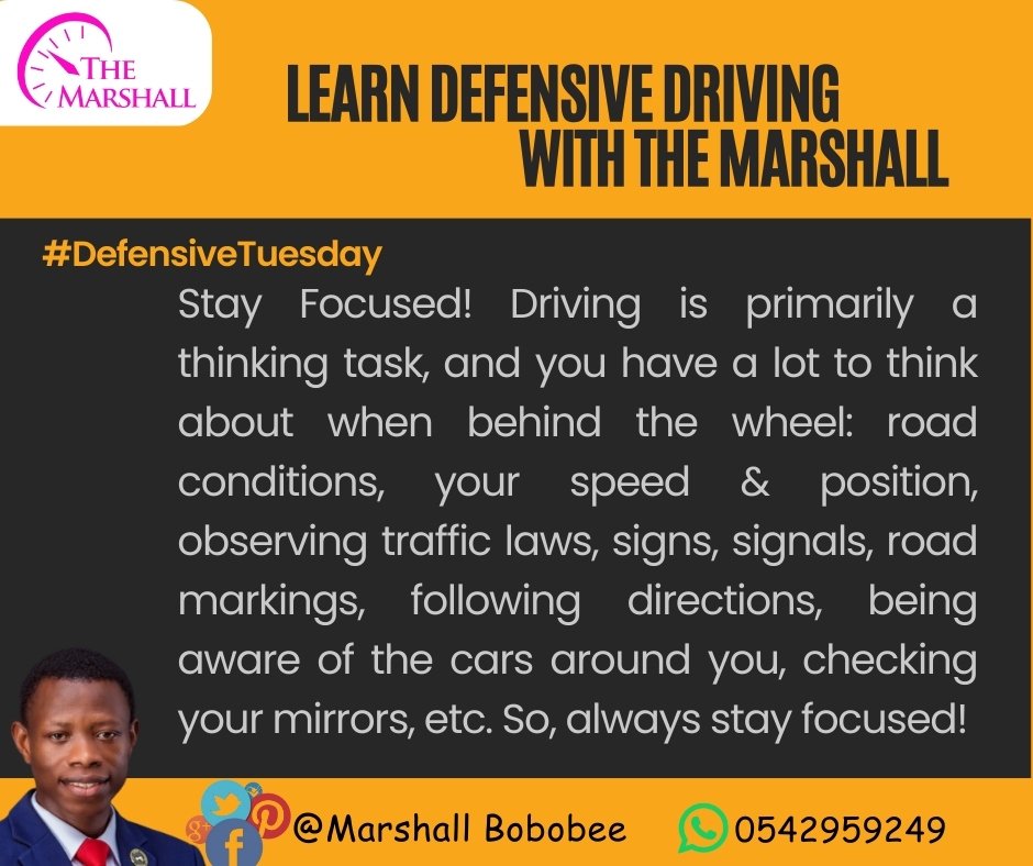 Miz_Muzu's tweet photo. Stay Focused!
#LearnDefensiveDrivingWithTheMarshall
#TheBestSafetyDeviceIsTheMotorist
#Corporate&IndividualDriverTraining
#TheMarshallDrivingConsult
#DefensiveTuesday https://t.co/wl3BqLstoB