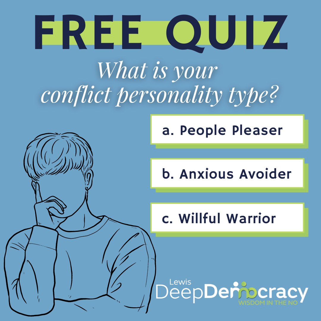 LewisDDemocracy's tweet photo. Discover your conflict personality type by taking our free quiz. Are you someone who tries to please others, an avoider who feels anxious, or a determined warrior? Find out now. ➡️https://t.co/GW0LvR8p7u https://t.co/2Z3lj2otOm