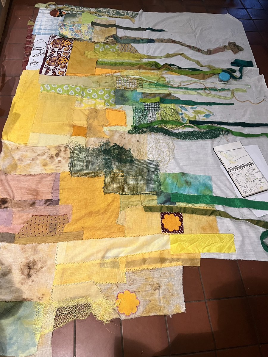 fionasculpture's tweet image. Making more for Flags of the Forest.  It’s a repetitive solitary #process of #weavingwire grids, collaging &amp;amp; #handstitching patches of semi-translucent materials. Listening to #phyllidabarlow as I work
#reclaimedmaterials #textilesart #careandrepair #flags #patchwork