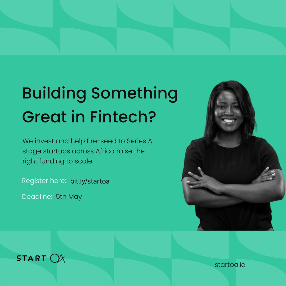 START_OA's tweet photo. Opportunity Alert

Building a fintech or digital commerce solution? Here’s an opportunity to pitch for funding.  What we’re looking out for 
1. Startups with at least an MVP 
2. Have a dedicated team 
3. Operating in Ghana, Nigerian, Kenya, Uganda and Francophone markets https://t.co/tQIm4Cha9s