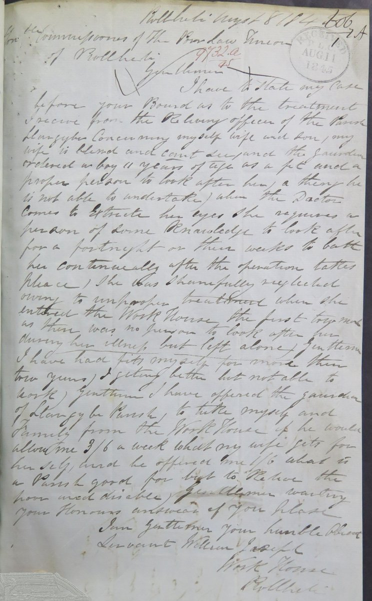 Powerful words from William Joseph, Pwllheli Workhouse pauper inmate, to the Poor Law Board, 1845. Such letters are common - @TheirWrite have found thousands of such letters across England & Wales. For more on this research see: shop.nationalarchives.gov.uk/products/in-th… and victorianpoor.org