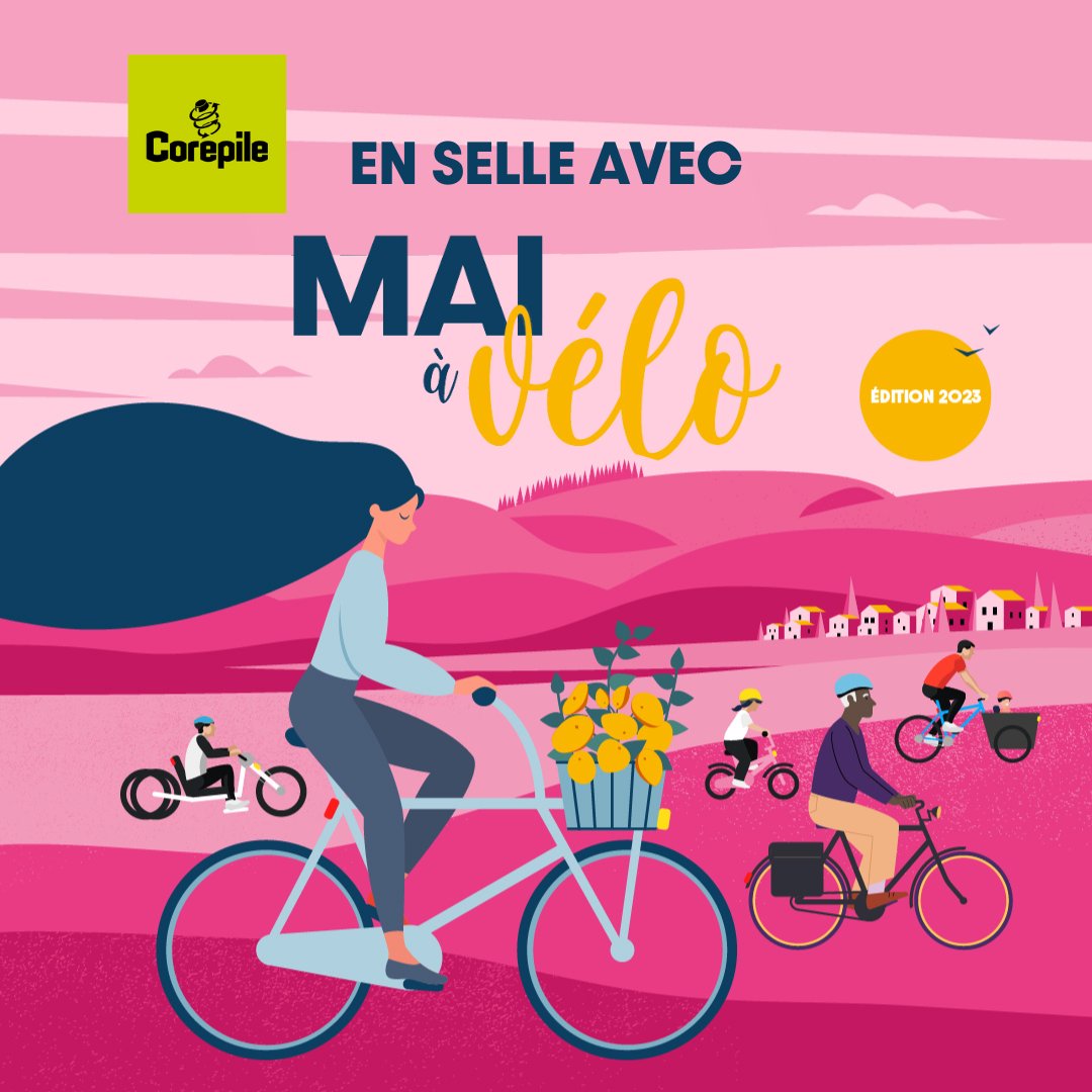 corepile's tweet photo. 🚲 𝗘́𝗩𝗘́𝗡𝗘𝗠𝗘𝗡𝗧
#Corepile partenaire de la 3e édition de @mai_velo : 1 mois pour adopter le vélo… pour la vie !
Découvrez les avantages de la pratique du #vélo, de façon ludique et joyeuse !
📍Liste des initiatives, partout en France, sur : https://t.co/YOylfnzFR7 https://t.co/Pbg2Ukgb0w