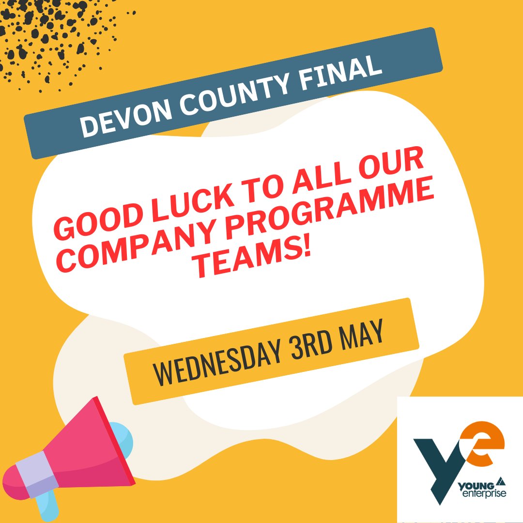 Tomorrow is the Devon County Final of our Company Programme. Good luck to all the teams taking part 👍

 #devon #businesses #companyprogramme #youngenterprise #yedevon #smallbusiness #business #education