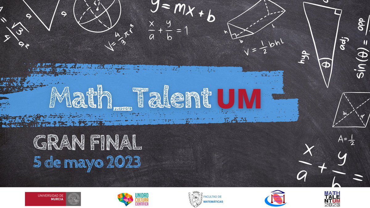 UMUdivulga's tweet photo. 🧮Ya conocemos los 15 equipos finalistas de la cuarta edición de #MathTalentUM
En la final los estudiantes se enfrentan a unas pruebas matemáticas sobre lógica o la geometría 📐
📆 5 de mayo
🕞17h
📍Facultad de @MatematicasUMU
#OrgulloUMU @UMU
➕info https://t.co/WGAu5hJ7Wp https://t.co/F4NP1tK9F5