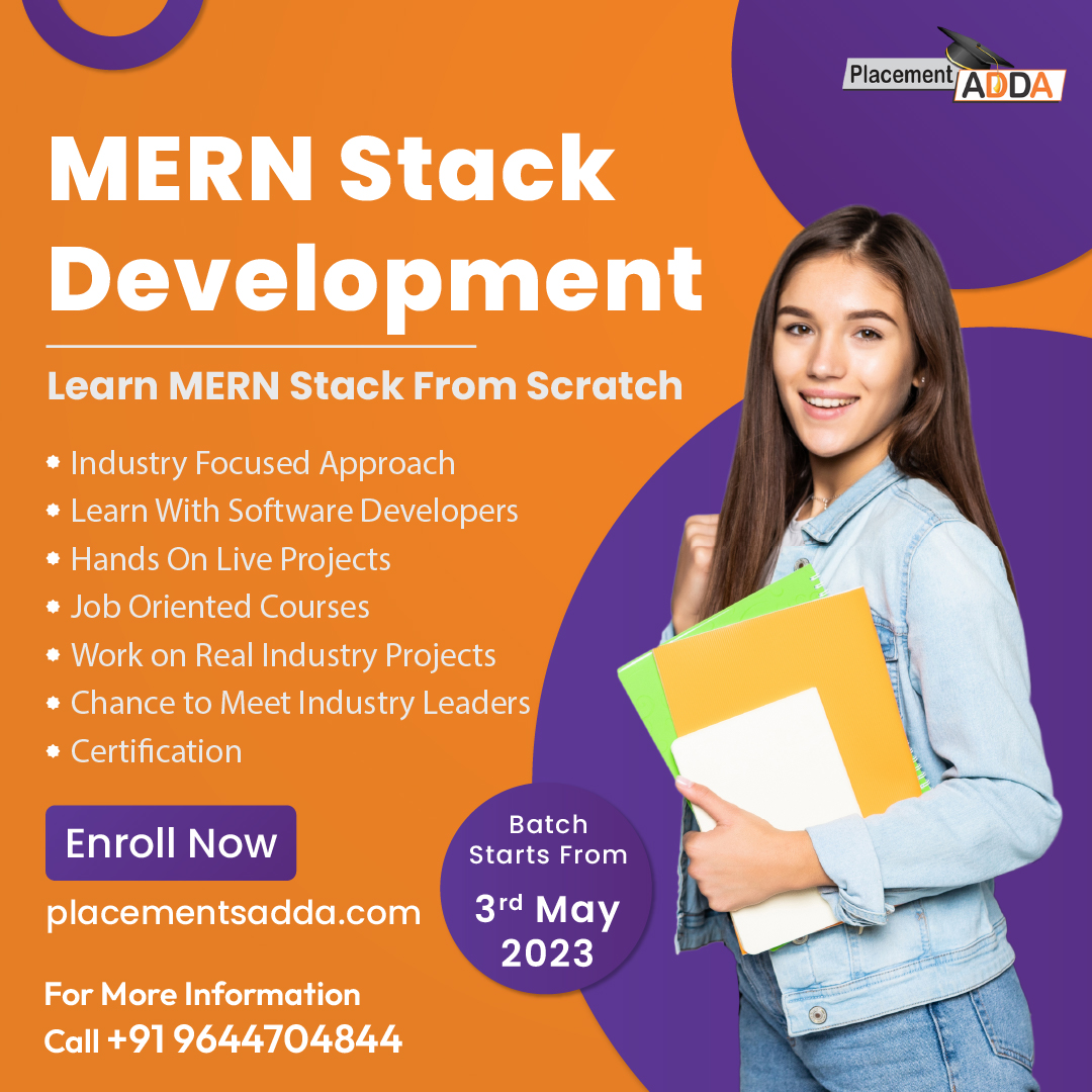 PlacementsAdda's tweet image. 📷 Learn Mern Stack From Scratch
Batch Starts From:
--&amp;gt;&amp;gt; 3rd May 2023 &amp;lt;&amp;lt;--

#PlacementsAdda #ITprofessional #MernStackDeveloper #MernStack #technology #innovation