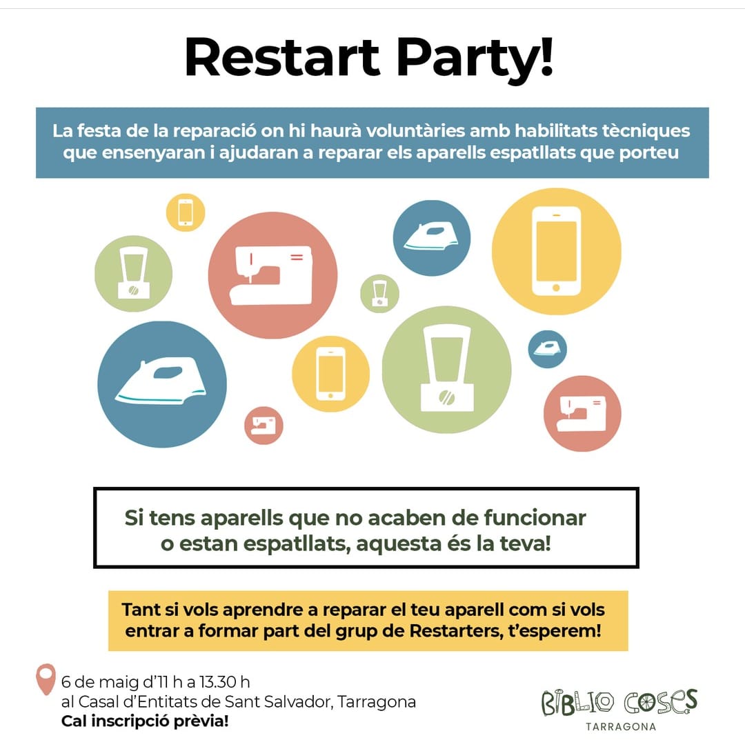 SomCirculars's tweet photo. Tens algun aparell que no funciona i  t'agradaria arreglar-lo de la mà d'una persona experta i de forma gratuïta? Vine dissabte a la @BiblioCosesTGN! 
T'has d'inscriure al següent enllaç
https://t.co/SD3gHJ5kS7 https://t.co/hnFB3XHfP8