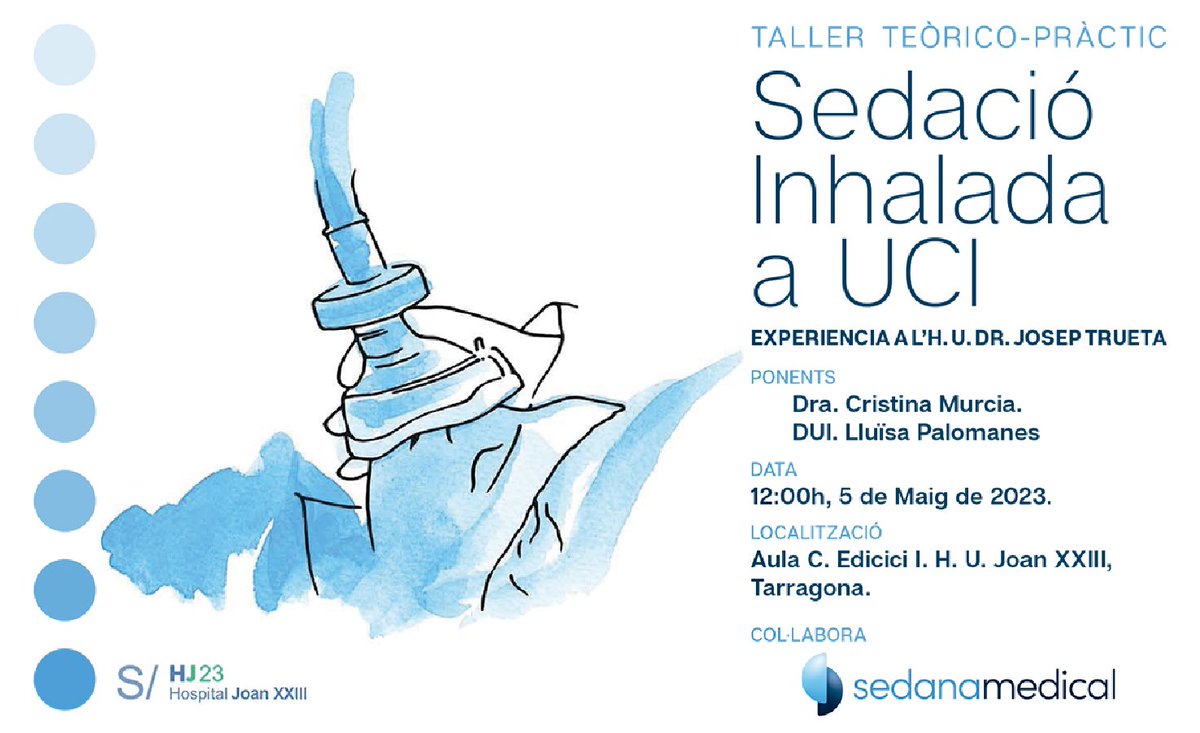 UCI H. U. Joan XXIII (@uci_joan23) on Twitter photo Aquest divendres 5/5 rebrem la visita de la Dra. Cristina Murcia i la DUI Lluisa Palomares de <a href="/UCIGirona/">UCI Girona</a> per escoltar la seva experiencia amb sedació inhalatoria a UCI
Agraïm a <a href="/AnacondaSedana/">Sedaconda Sedana Spain</a> l’ajuda per compartir coneixemnt i seguir millorant en l’atenció dels nostres pacients Aquest divendres 5/5 rebrem la visita de la Dra. Cristina Murcia i la DUI Lluisa Palomares de <a href="/UCIGirona/">UCI Girona</a> per escoltar la seva experiencia amb sedació inhalatoria a UCI
Agraïm a <a href="/AnacondaSedana/">Sedaconda Sedana Spain</a> l’ajuda per compartir coneixemnt i seguir millorant en l’atenció dels nostres pacients