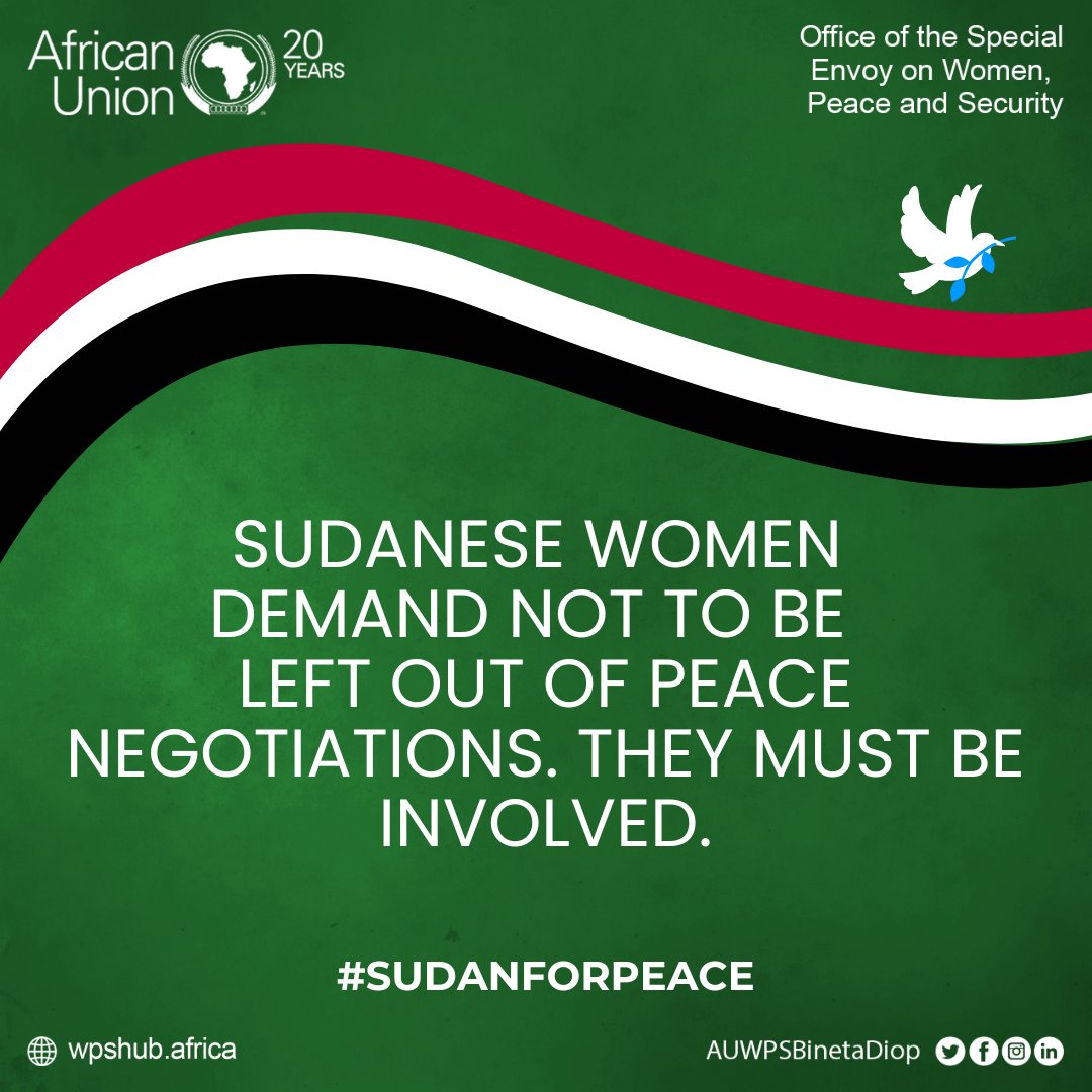 Women have a role to play in peace negotiations. They must be involved. 
#Sudan
#Sudanforpeace