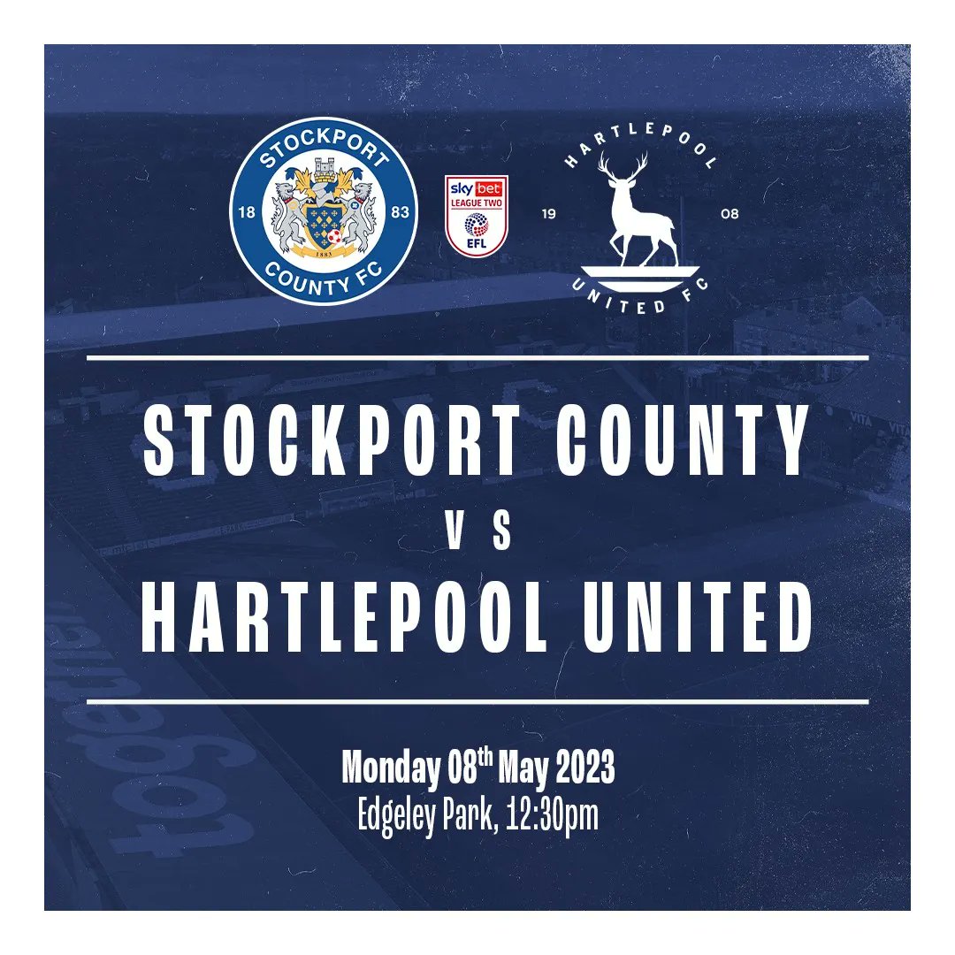 StockportCounty's tweet photo. 📺 COUNTY ON TV

Our final league game of the season, at home to Hartlepool United, has been selected to be televised live on Sky Sports!

Please note this means that the game will not be available for our domestic supporters to view on Stockport County Live.

#StockportCounty https://t.co/df5cgaetp5
