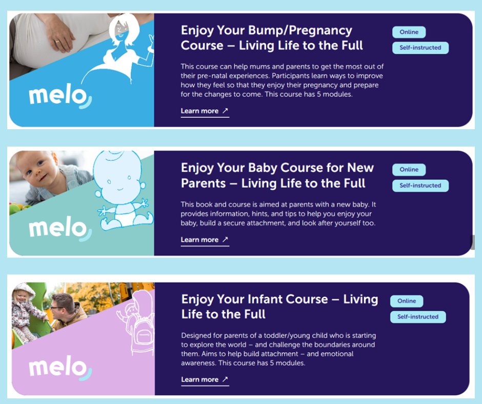 Aneurin Bevan University Health Board (@aneurinbevanuhb) on Twitter photo It’s #MaternalMentalHealth Week and we want to let you know about <a href="/melo_wales/">Melo Wales</a>' free online courses to support your #mentalhealth 👇
🍼Enjoy your Bump/Pregnancy: bit.ly/3NuRus5
🍼Enjoy your New Baby: bit.ly/3NuRus5
🍼Enjoy your Infant: bit.ly/3NuRus5 It’s #MaternalMentalHealth Week and we want to let you know about <a href="/melo_wales/">Melo Wales</a>' free online courses to support your #mentalhealth 👇
🍼Enjoy your Bump/Pregnancy: bit.ly/3NuRus5
🍼Enjoy your New Baby: bit.ly/3NuRus5
🍼Enjoy your Infant: bit.ly/3NuRus5