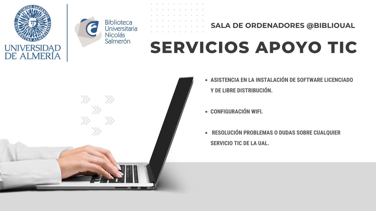 Biblioteca UAL (@bibliotecaual) on Twitter photo En la Sala de ordenadores de @biblioUAL no solo puedes disponer de uno de los 70 ordenadores durante 5 horas (reservas en Campus Virtual). El personal de la sala te ofrece asistencia en servicios TIC, pide lo que necesites <a href="/ualmeria/">Universidad de Almería</a> <a href="/ceualm/">Consejo de Estudiantes UAL</a> <a href="/ualestudiantes/">UAL Estudiantes</a> En la Sala de ordenadores de @biblioUAL no solo puedes disponer de uno de los 70 ordenadores durante 5 horas (reservas en Campus Virtual). El personal de la sala te ofrece asistencia en servicios TIC, pide lo que necesites <a href="/ualmeria/">Universidad de Almería</a> <a href="/ceualm/">Consejo de Estudiantes UAL</a> <a href="/ualestudiantes/">UAL Estudiantes</a>