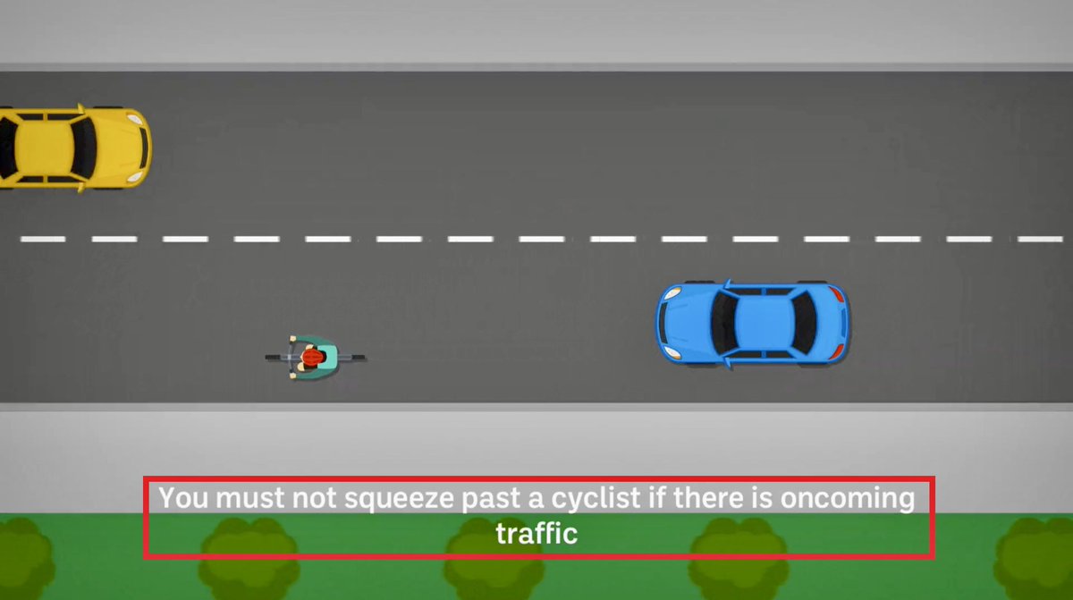 Dear drivers,
‘You must not squeeze past a cyclist if there is oncoming traffic’
An important safety message from <a href="/RSAIreland/">RSA Ireland</a> 🙏