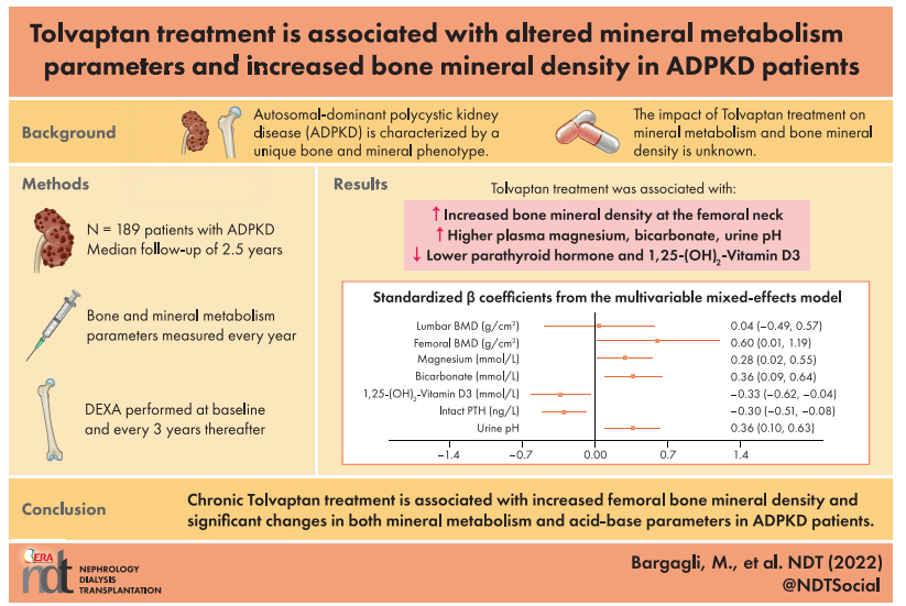 Tolvaptan treatment is associated with altered mineral metabolism parameters and increased bone mineral density in ADPKD patients
👉bit.ly/3AKGcZh👈