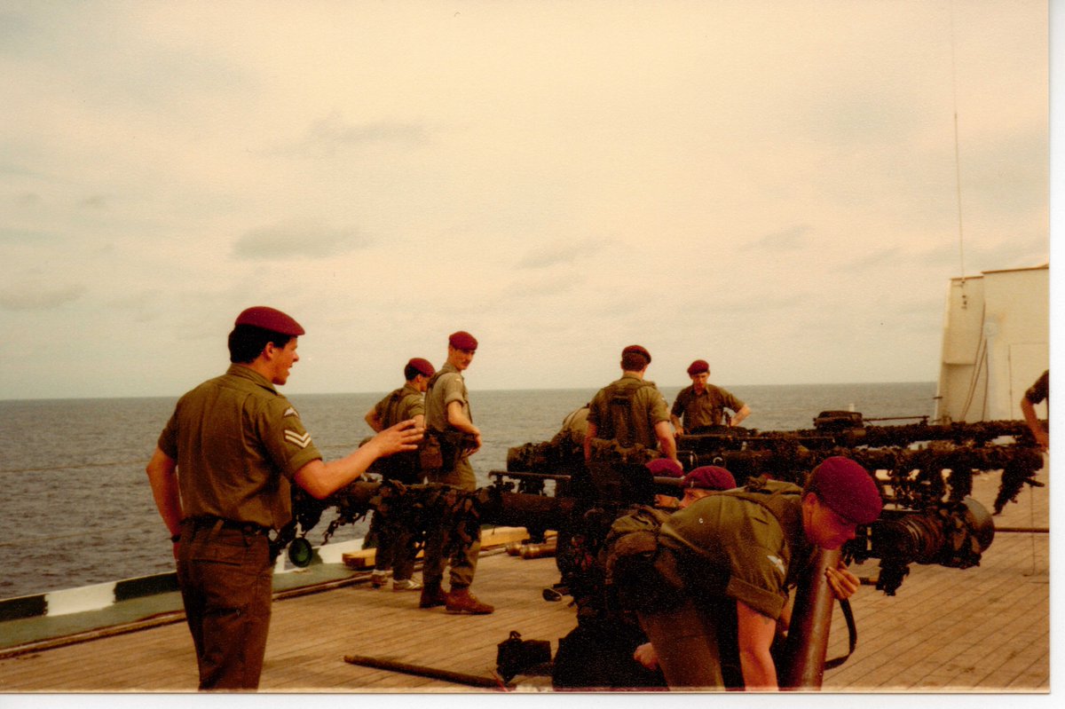 Jimmyocx3's tweet photo. @FalklandsMusic1 That is quite a view of that rotor! We also spent many an hour on that same helicopter LZ while sailing south, #SSCanberra #Falklands #ParachuteRegiment https://t.co/t4HmAmpPAO