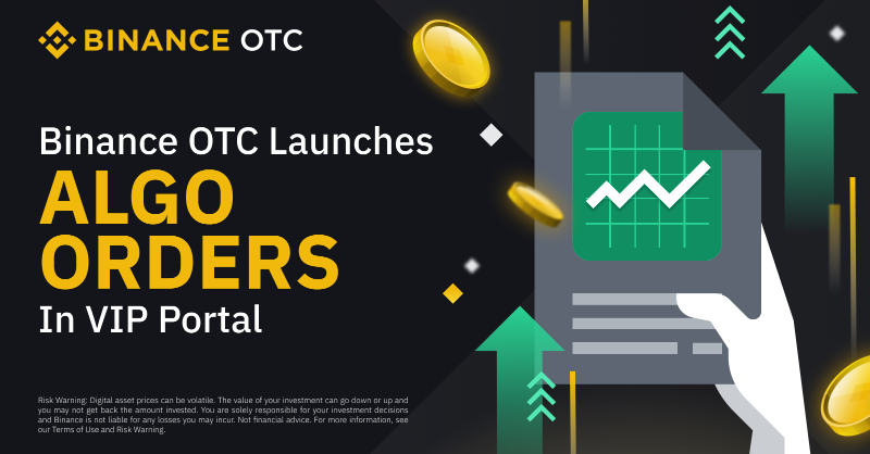 binance's tweet photo. #Binance OTC launches Algo Orders on the VIP platform! 

Binance VIP users can now take advantage of our intelligent trading algorithms (TWAP &amp; POV), allowing for smarter execution, reduced costs and market signalling.

Check it out below.