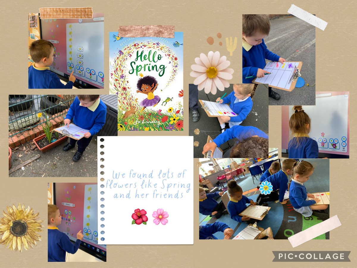 Today we read Hello Spring @archistrator We decided to look for beautiful spring flowers just like Spring and her friends did in the story. We found lots of yellow flowers but no pink ones 🌺 🌺#EthicalEfan #AmbitiousAlys  @BeckyEco_Ed @EAS_EarlyYears @rhosyfedwen