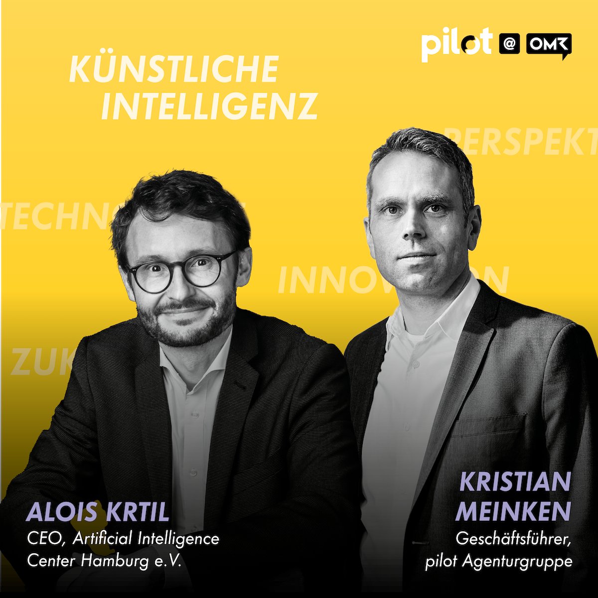 pilot_agentur's tweet photo. "Neue Wege mit KI" – bei #pilotOMR23 spricht pilot Geschäftsführer @kmeinken mit KI-Experte @AloisKrtil mit darüber, wie sich Marken und Firmen den Veränderungen durch Künstliche Intelligenz zukunftsorientiert stellen können.

Alle Infos zum Programm auf https://t.co/inn1LgYvEf

#OMR23