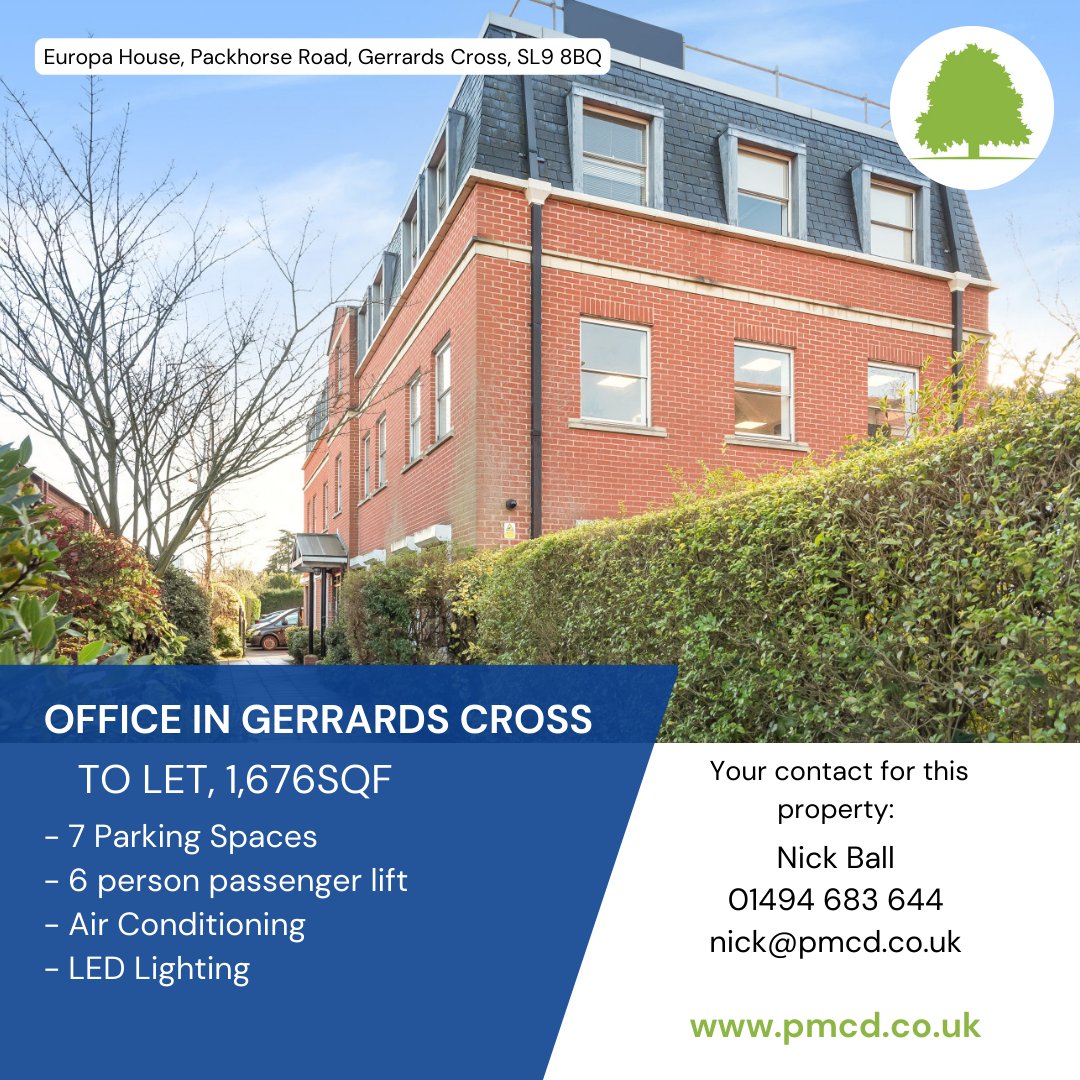 Prime office space available in Gerrards Cross. Centrally located with excellent transport links, this space is perfect for your needs. Features: glazed partitioning, kitchen/breakout area, 7 parking spaces and more. Contact us for a viewing today! #officetolet #GerrardsCross