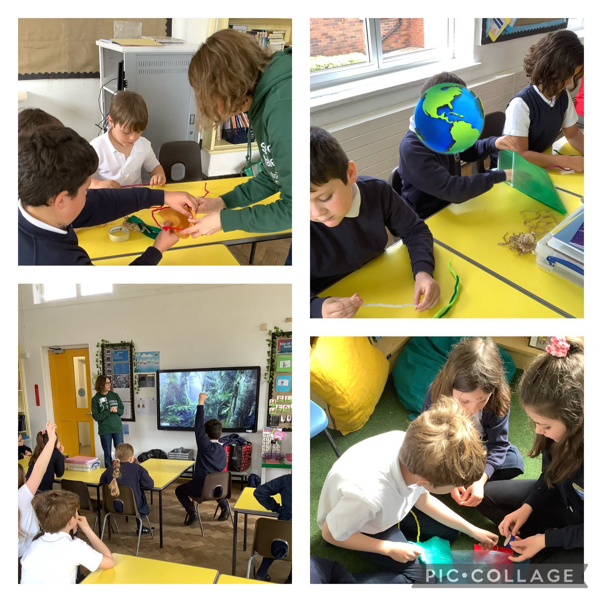 SullyPS's tweet photo. Thank you to Suzie from @sizeofwales for our brilliant workshop exploring the rainforest and the human impact on it. We loved finding out about different animals who call the rainforest home. We were #SPSResourceful and built our own orangutan nests 🦧 #SPSCurious #EcoWarriors https://t.co/C6tSnNRSEL