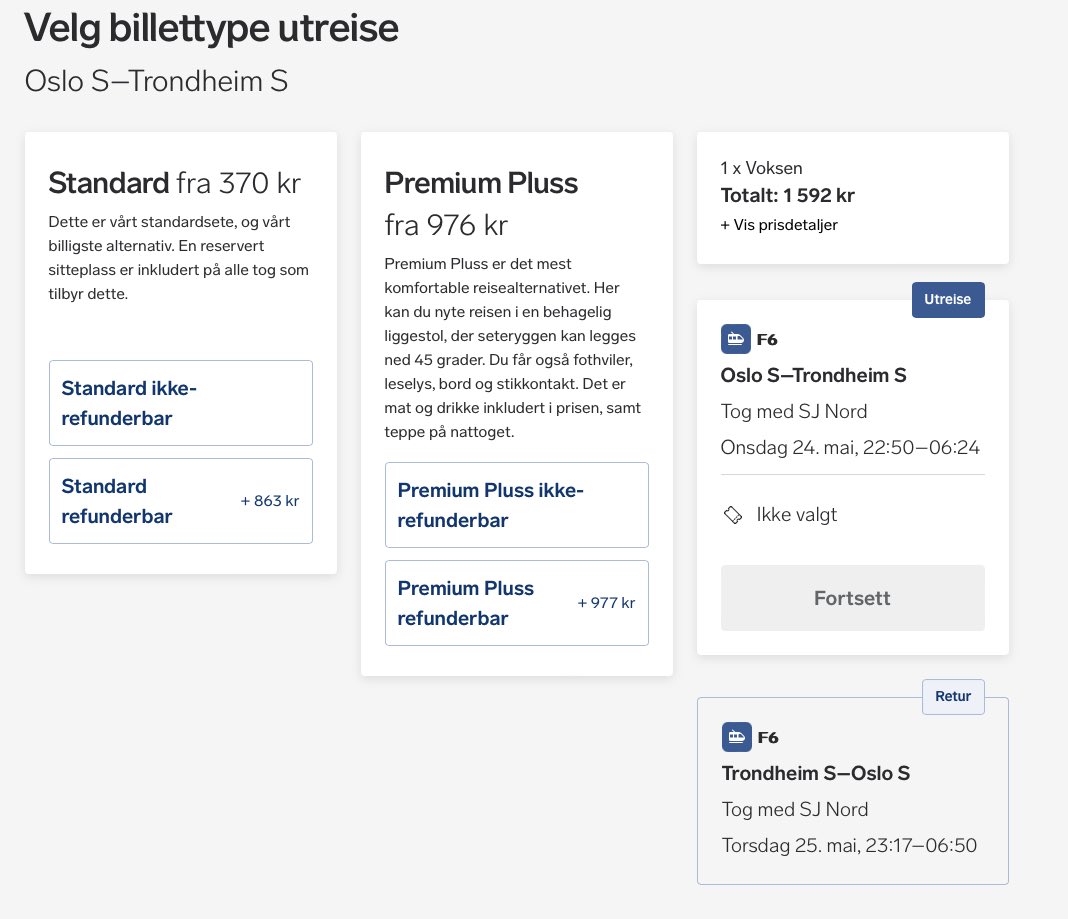 bonka's tweet image. Forvirrende app-flyt på @vygruppen: Ønsket sovekupé, men kun liggestol var tilgjengelig… så hvorfor var det da tilgjengelig på @Entur_AS ? 🧐 Svar: Vy synes det er logisk at man først velger setetype, og *deretter* velger om man heller vil ha sovekupé. 😵‍💫 #badUX