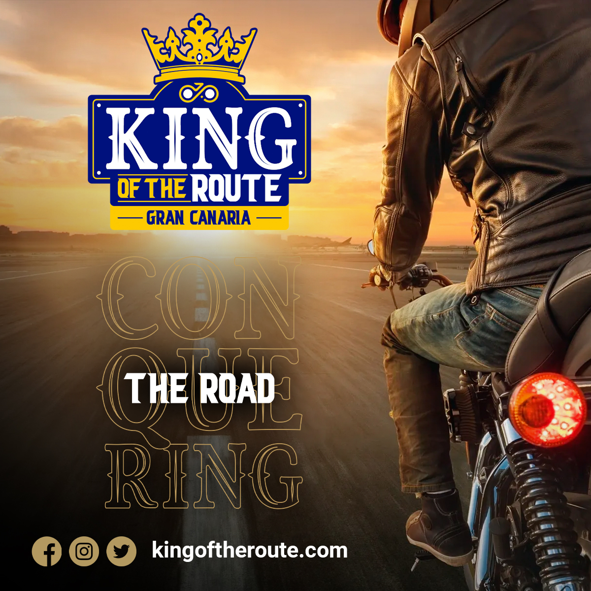 King/Queen of the Route 2023: On Road 350km, Off Road 150km. Evento de un día el 13 de mayo con salidas escalonadas para la seguridad de los participantes. Experimenta la aventura y la belleza de Gran Canaria en moto. ¡Inscríbete ahora! #ConquistandoLaRuta #KingOfTheRoute2023