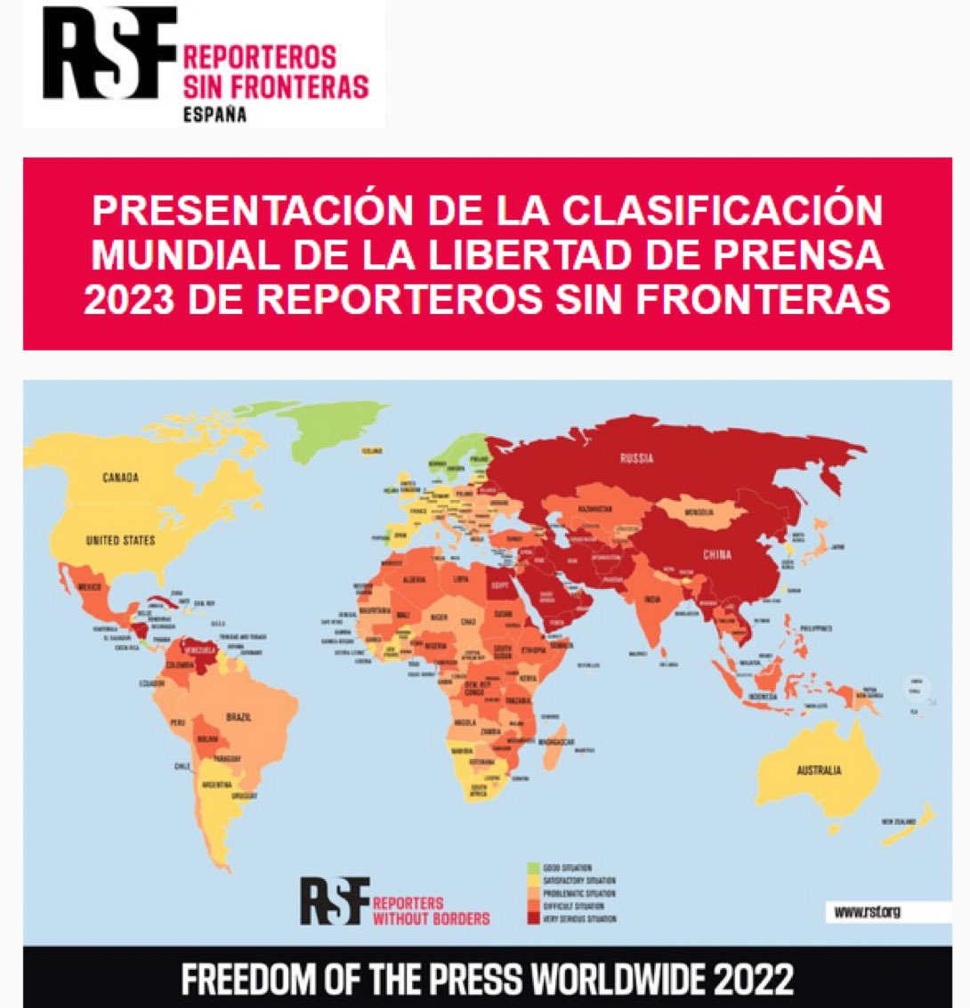 RSF_ES's tweet photo. 📌Presentación de la Clasificación Mundial de la Libertad de Prensa de RSF
📆03/05 ⏰11:30
Teatro de las Cortes. San Fernando, Cádiz, candidata a la #WorldPressFreedomConference de la @UNESCO
Con @AlfonsoBauluz y @periodistacadiz
▶️ STREAMING: https://t.co/qjYzhA0TxB https://t.co/chN8jzM6o3