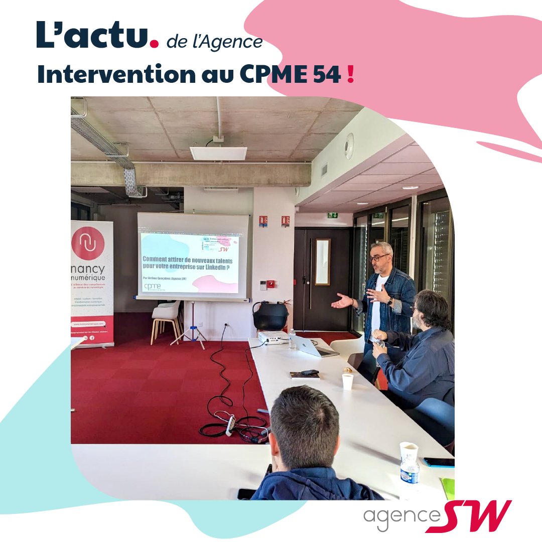 AgenceSW's tweet photo. 🗣️ Jérôme et Maxime ont animé une matinale organisé par la #CPME54 sur : "Comment attirer de nouveaux talents avec LinkedIn ! " ✨
Merci aux présents pour leur participation active ! 🙌
#Recrutement #RéseauxSociaux #AgenceSW #RH #TalentAcquisition #DigitalRecruiting https://t.co/kRDmWkTV6V