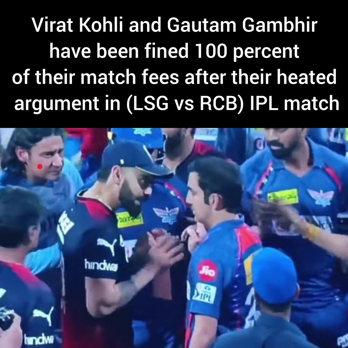 infoadaa12's tweet photo. Virat Kohli and Gautam Gambhir have been fined 100 percent of their match fees after their heated argument in LSG vs RCB IPL match
#ViratKohli𓃵  #gautamgambhir #IPL2023 https://t.co/R5i2tWPUHo