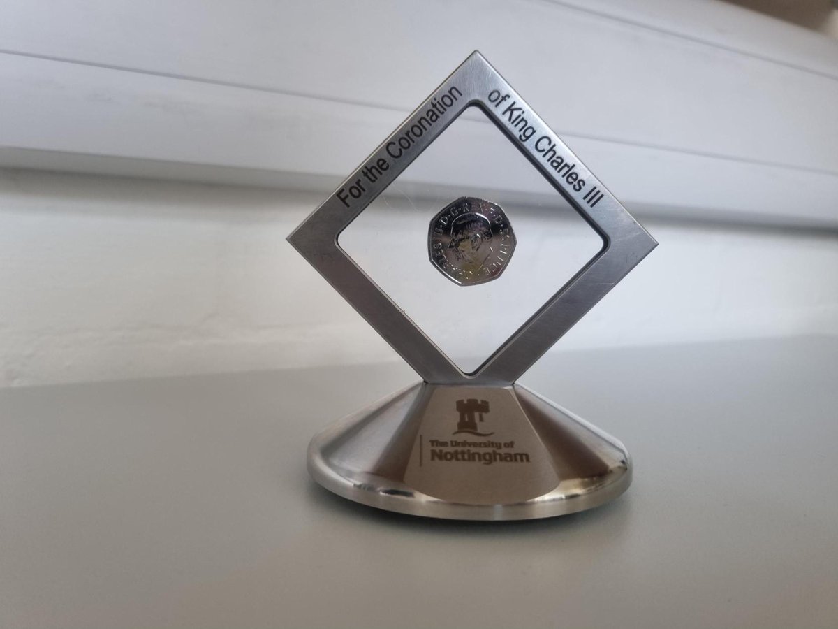 Academics from <a href="/UoNnmRC/">UoN nmRC</a> and <a href="/UoNPMC/">UoN Precision Manufacturing Centre</a> have sent a microscopic message milled onto the side of a 50p coin to King Charles III ahead of the Coronation on Saturday 6 May.

Read more ▶️ nottingham.ac.uk/news/microscop…