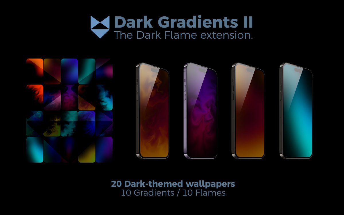 madebyninefox's tweet photo. Friends, I'm pleased to announce my latest Dark-Themed wallpaper pack. DarkGradients II. This one has a twist as each gradient has its pair of Flame styled wallpaper too.
https://t.co/ZcGYKLBPCr
#wallpaper #gumroad #apple #iphone #adnroid #samsung #nightmode https://t.co/TsM6gG6ELr