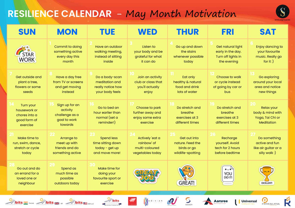 Resilience Calendar - May Month Motivation

#ssgroup #abits #may #resilencecalendar #motivation #resilence #calendar #maymonth