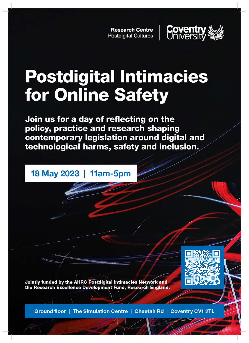 Lindsay Balfour (@lindsayanneb) on Twitter photo Please join us for a generative, collaborative and network-focused launch of our response to the impending #onlinesafetybill May 18th at <a href="/covcampus/">Coventry University</a> #onlineviolence #mentalhealth #genderbasedviolence #digitalhealth #dataprivacy or #digitalregulation
tinyurl.com/4xws4eac Please join us for a generative, collaborative and network-focused launch of our response to the impending #onlinesafetybill May 18th at <a href="/covcampus/">Coventry University</a> #onlineviolence #mentalhealth #genderbasedviolence #digitalhealth #dataprivacy or #digitalregulation
tinyurl.com/4xws4eac