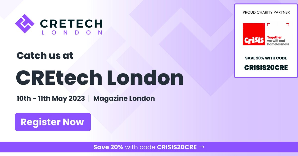 VSfromCrisis's tweet photo. 📢 We’re excited that @crisis_uk has been chosen as the #charity partner for this year’s @DiscoverCREtech  event in London, on 10th and 11th May.

We'll be on a main stage panel on Day 1 - How can we tackle the #housing affordability crisis through #technology?

#proptech https://t.co/oi8CB03kBQ