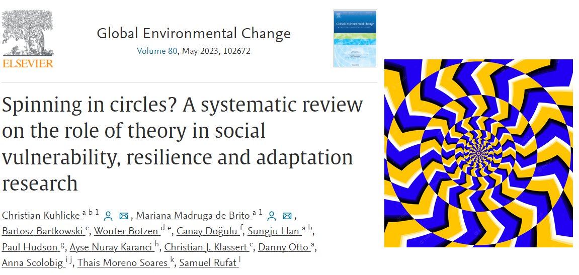 After examining 2700 studies on vulnerability, resilience, and adaptation, we found that 90% do not explicitly articulate their theoretical foundations.

We seem to spin in circles by conducting analyses with incommensurable and inconsistent findings
1/5🧵 sciencedirect.com/science/articl…
