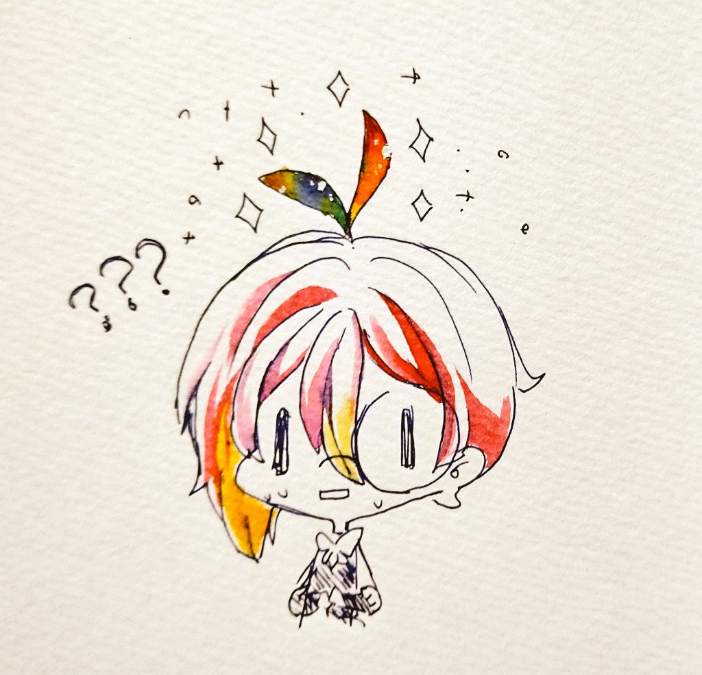 ? red hair solo traditional media sparkle ?? chibi  illustration images