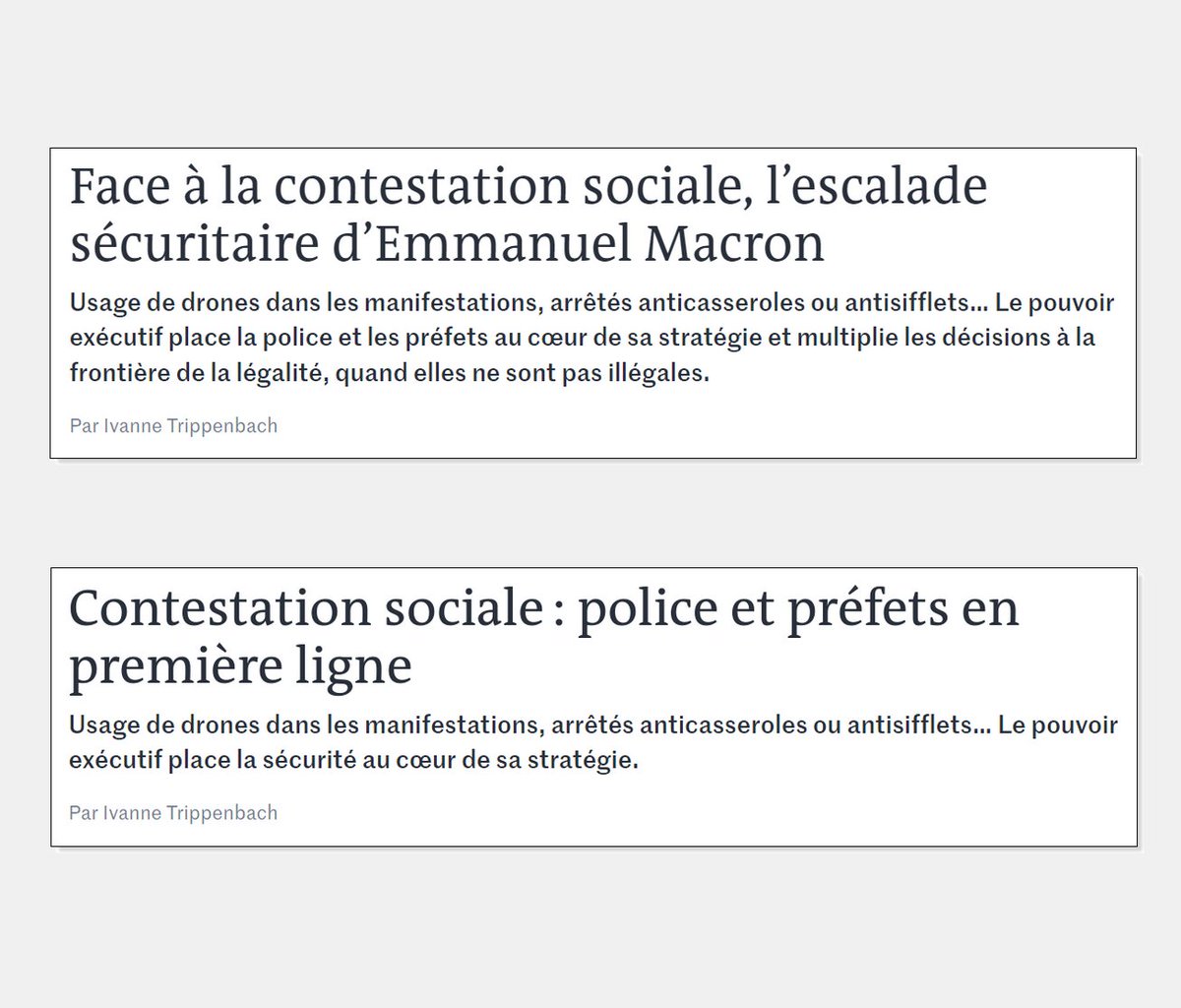 MrPropagande's tweet image. Le Monde ce matin :
- Le titre « l&apos;escalade sécuritaire d&apos;Emmanuel Macron » est devenu « police et préfets en première ligne »
- La phrase « Le pouvoir exécutif multiplie les décisions à la frontière de la légalité, quand elles ne sont pas illégales » a été supprimée