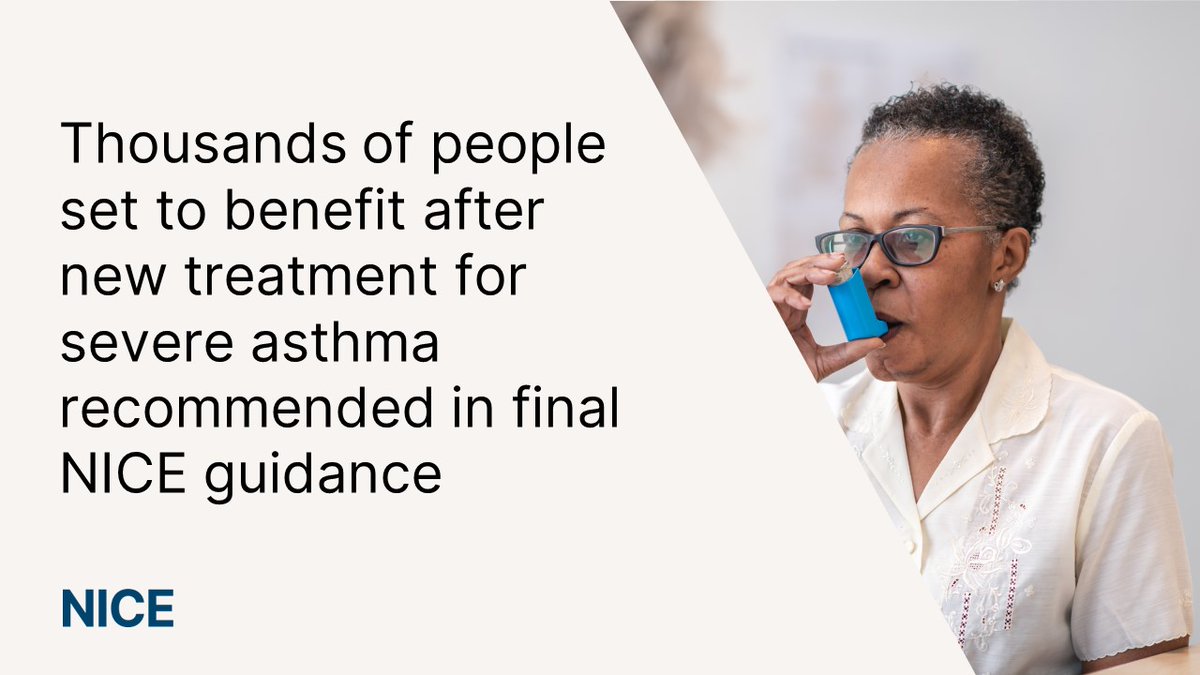 NICEComms's tweet photo. We recently published final guidance recommending a new treatment for severe asthma that can be administered at home via an injection.  

It’s estimated just under 60,000 people in England could be eligible to receive this treatment⬇️
https://t.co/WRBnnYHl5D 

#WorldAsthmaDay https://t.co/yVvxJMb2tP
