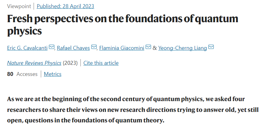 NatRevPhys's tweet photo. `Fresh perspectives on the foundations of quantum physics' from @ericcavalcanti, Rafael Chaves, Flaminia Giacomini, Yeong-Cherng Liang
https://t.co/1Shw4PG2Zf https://t.co/iUKkMBrPEw