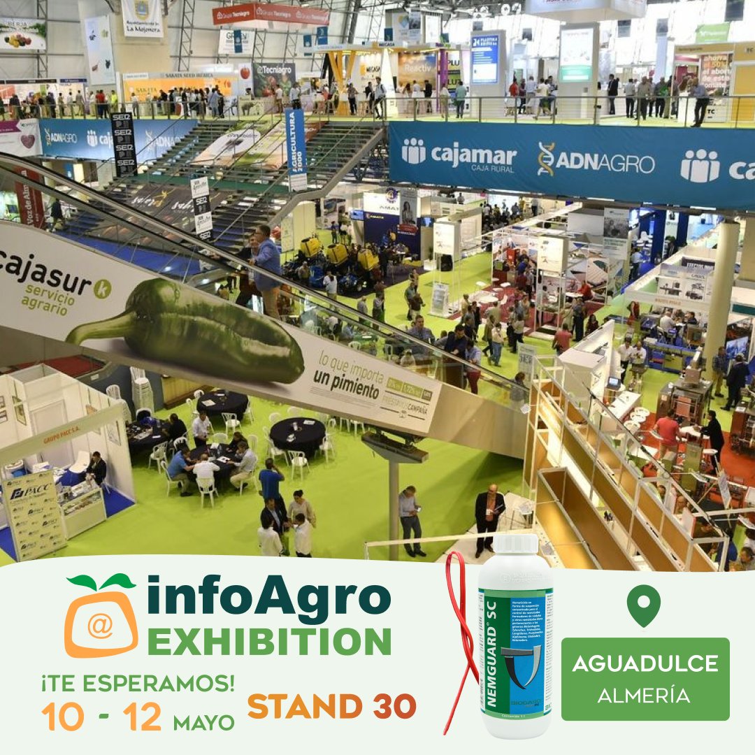 Biogard_Spain's tweet photo. Visita nuestro stand en InfoAgro Exhibition para informarte de todas las novedades en el control biológico de plagas y enfermedades.

 📍Planta baja P1, stand 30
 📅10-12 mayo
 🏢Palacio de los Congresos y Exposiciones de Aguadulce (Almería)

#biogard #Infoagro2023 #Almería https://t.co/aeoZ6n99S2
