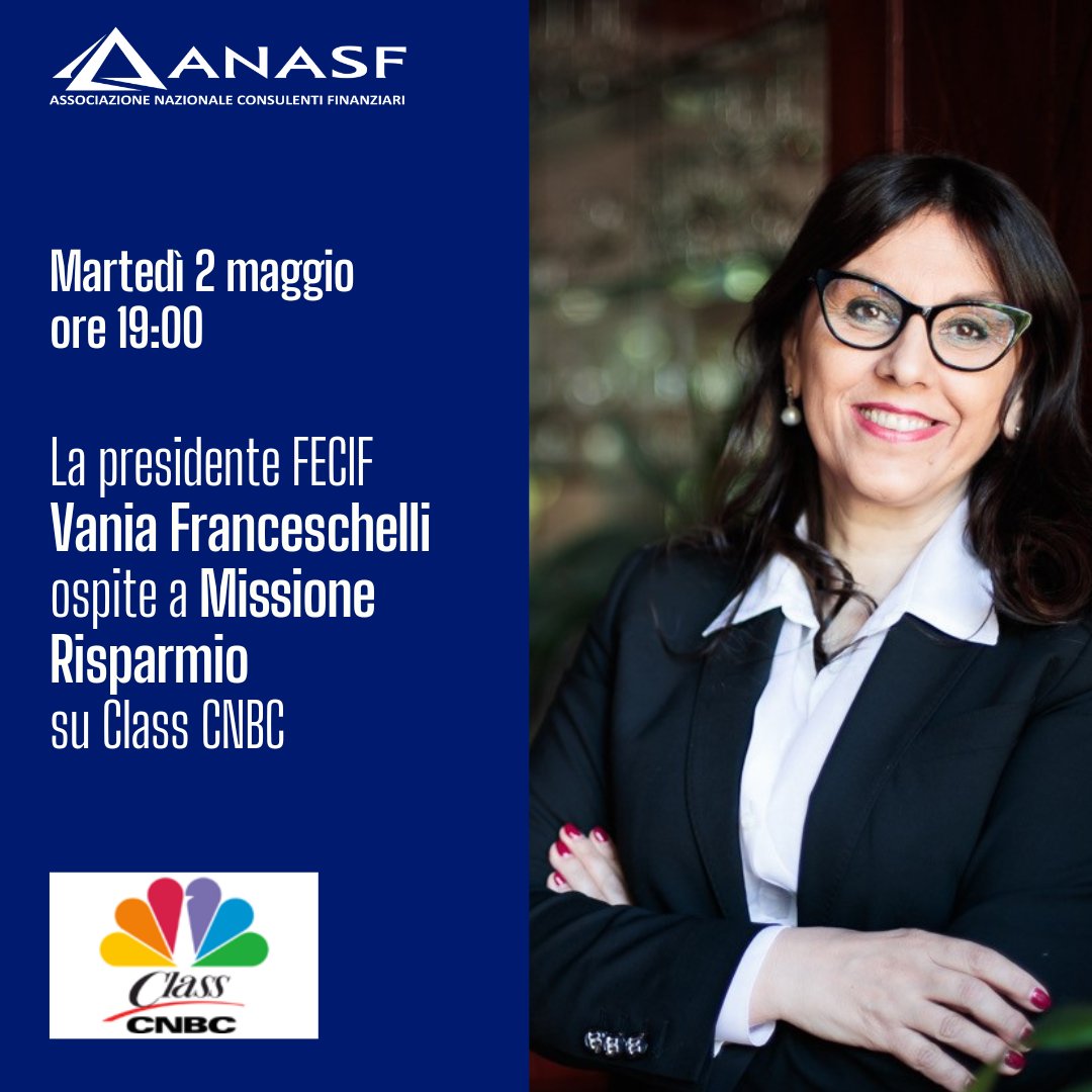 🎥 Alle 19:00 segui la puntata di Missione Risparmio di <a href="/classcnbc/">Class CNBC</a> con ospite <a href="/V_Franceschelli/">Vania Franceschelli</a>, neo-presidente <a href="/FECIF_EU/">FECIF</a> e dirigente #Anasf, in diretta sul canale 507 di Sky e sul sito di video.milanofinanza.it