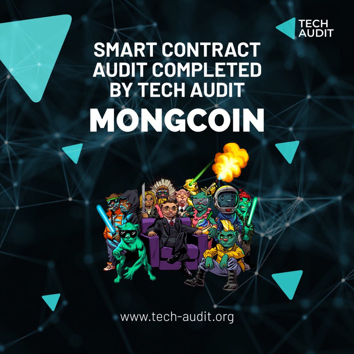 Hey there dear community members! $MONG (<a href="/mong_coin/">MONG COIN</a>) is audited and listed, check the report by link below  

Projects website 🌐: mongmob.xyz
Audit link: github.com/Tech-Audit/Sma…
More info: tech-audit.org