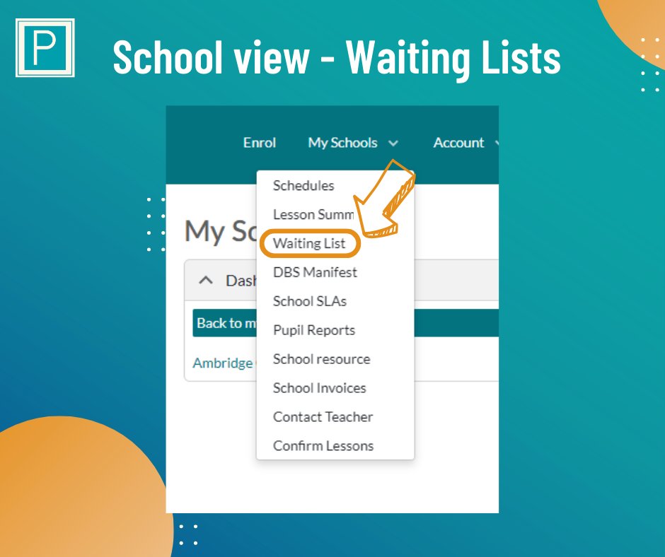 ParitorSoftware's tweet image. Tip Tuesday 🔎

With the Portal, Schools can view the waiting lists for their venue. 

All they need to do is:
🔵Sign in, 
🔵click on their school from the dashboard, 
🔵then select Waiting List from the My Schools menu.

#tuitionmanagementsoftware #tuitionmanagementsystem