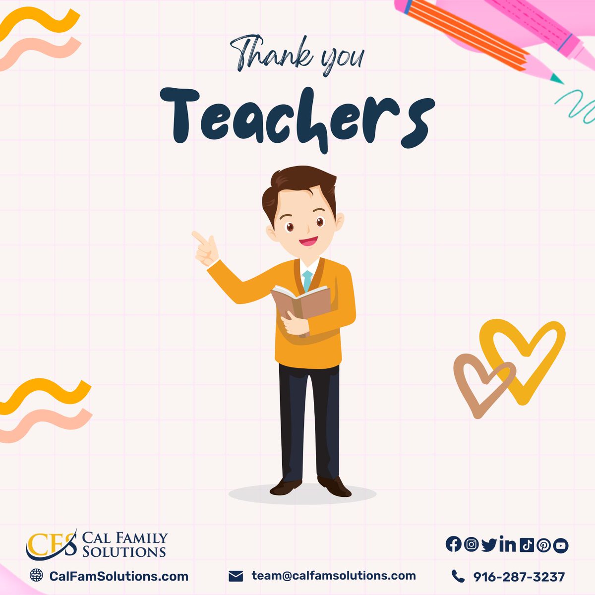 CalFamSolutions's tweet photo. The best teachers don’t give you the answer, but they spark within you the desire to find the answer yourself. Happy Teacher's Appreciation Day! 👩🏫🏫🏆
#CalFamilySolutions #divorcelawyer #california #attorney #teacherappreciationday #appreciationday #educator #secondparent https://t.co/q23ZBN7wEC