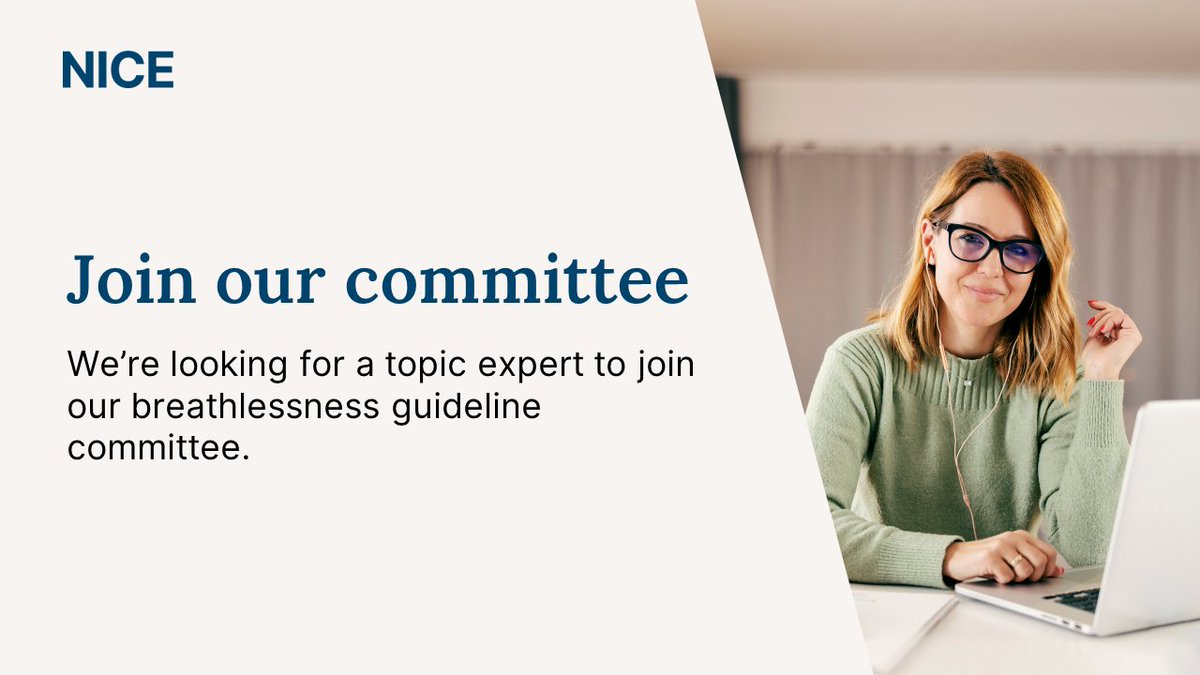 NICEComms's tweet photo. Do you have clinical knowledge in the field of breathlessness?

We’re looking for a topic expert to join our breathlessness guideline committee.

Apply by 15 May: https://t.co/HAG1HF3N5X #NICECommittee https://t.co/qo3E2FtCv8