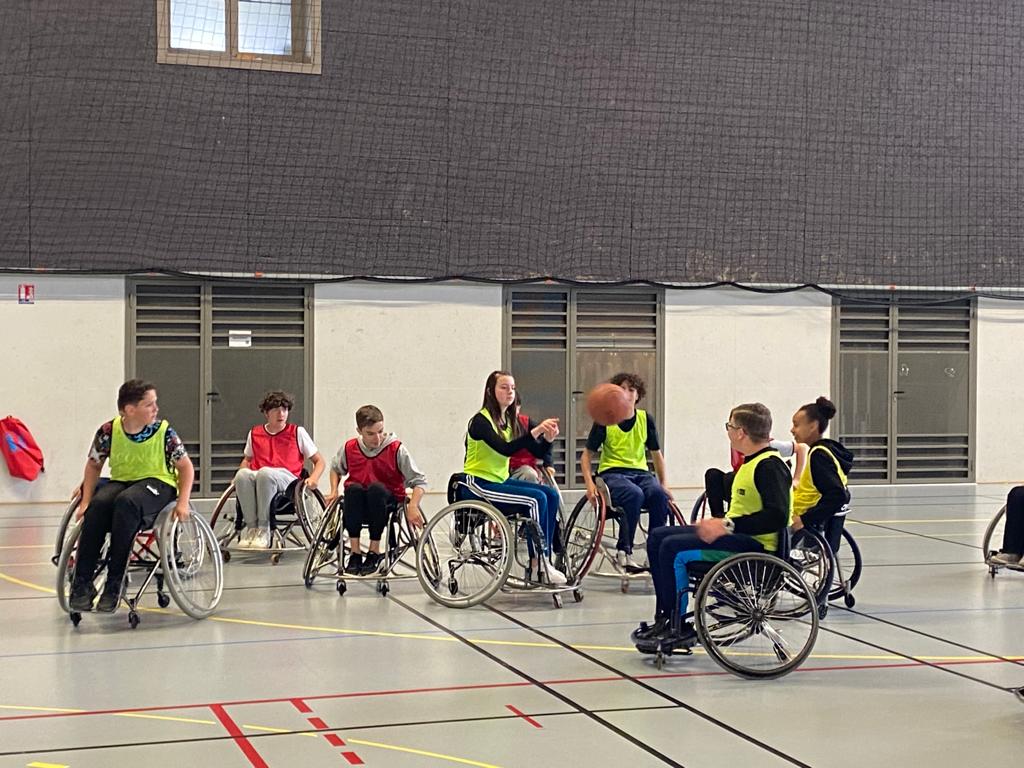 ClgEuropeBdp's tweet photo. Sensibilisation au handicap par le club de Meylan Grenoble handi basket dans l'activité sportive mais également dans la mobilité quotidienne @generation2024 #paralympic https://t.co/hzoM5SrNhT